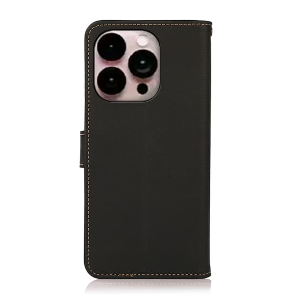 iPhone 16 Pro Max KHAZNEH Custer Ægte Læder RFID Cover Etui Sort Svart