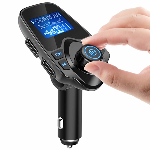 Ljudhubb för din bil, Bluetooth FM-sändare med roterbar LED-skärm, Streama musik trådlöst, Ring handsfree-samtal, Stödjer USB, TF-kort