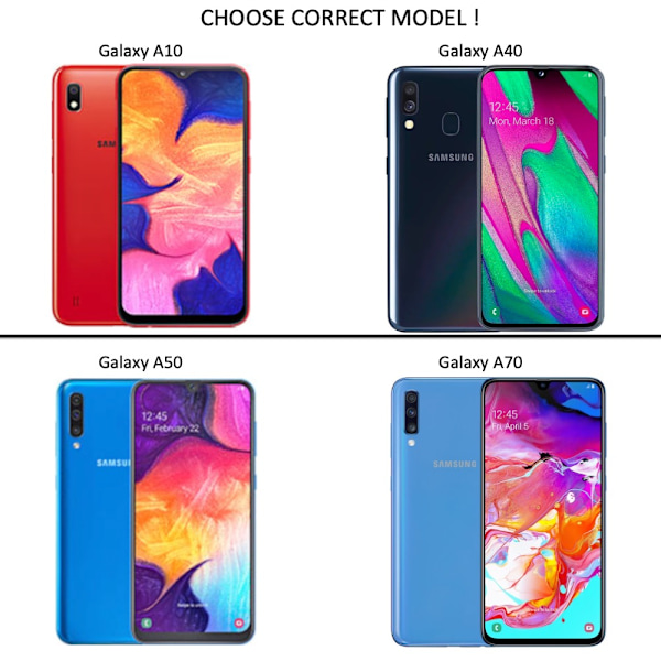 Samsung Galaxy A70/A50/A40/A10 skal fodral korthållare slot - Transparent A70 Samsung Galaxy