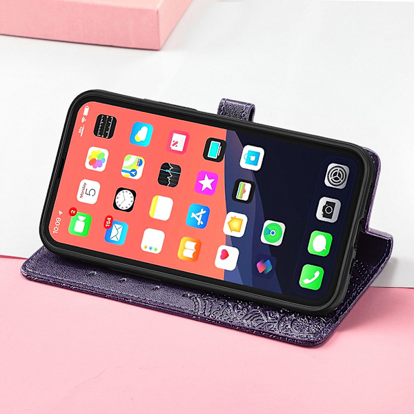 Plånboksfodral, Flip Case PU-läder Präglad Folio Magnetisk Stativskydd Kortfack för iPhone 14 Pro