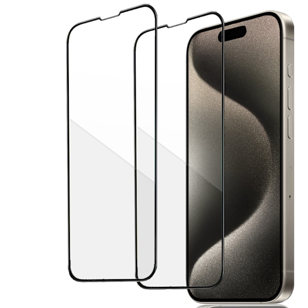 iPhone 15 Pro Max Skärmskydd 2-Pack - Heltäckande Härdat Glas för Ultimat Stöttålighet och Skydd