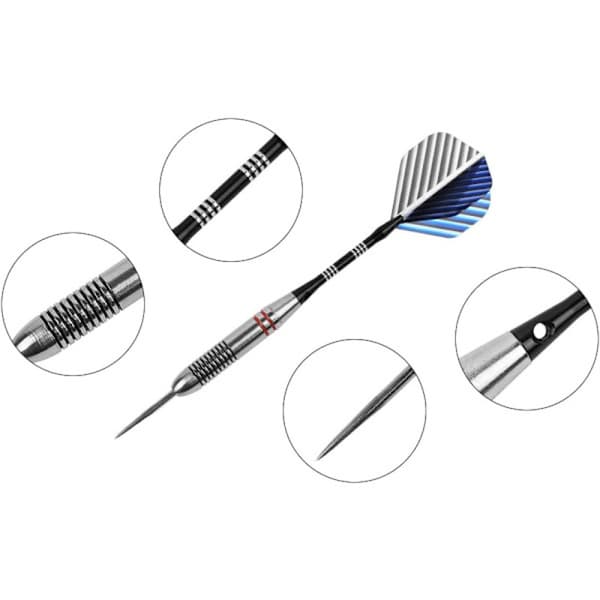 Professionelt Dart Sæt Stålspids - Aluminium Skaft Dartfjer med 24 Gram - 3 stk