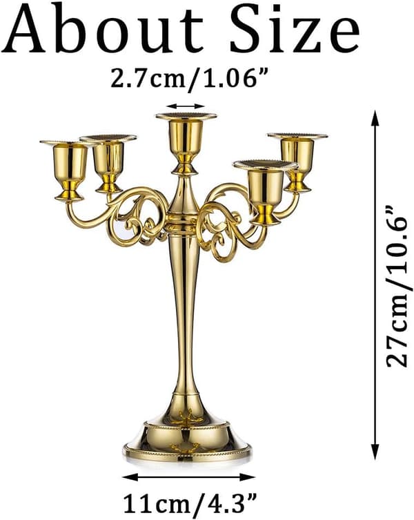 5 Lysestaker til Bryllup, Sink Legering Lys, Spisebord, Ca