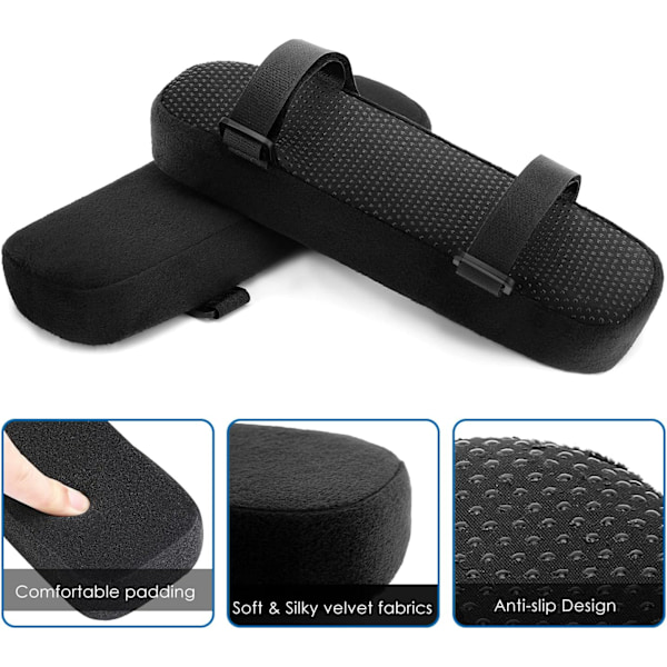 Ergonomiska Armstödsdynor, Armstöd i Memory Foam för Oöverträffad Komfort, Halkfri Baksida för Stabilitet, Svart