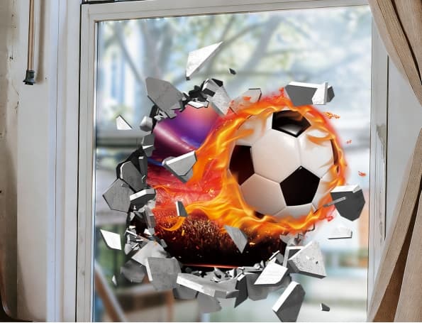 Fotbollsdekal ZQ2608 med \"Bryter igenom väggen\"-effekt för VM