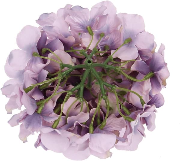 Et sæt med 10 kunstige broderede kugleblomsterhoveder i silke med co