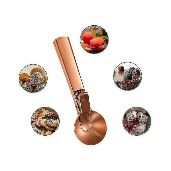 Iskrem Scoop, 2 stk. Rustfritt Stål Gull Cookie Scoop Med Trigger Melon Baller Kjegler Skje