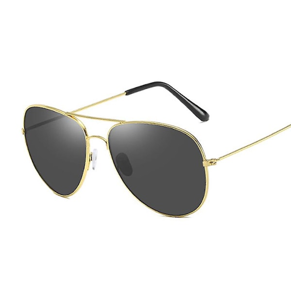 Klassiska pilot solglasögon vuxen mode märke designer solglasögon vuxna vuxna färgglada spegel flyg metall ram körning oculos（svart G15）