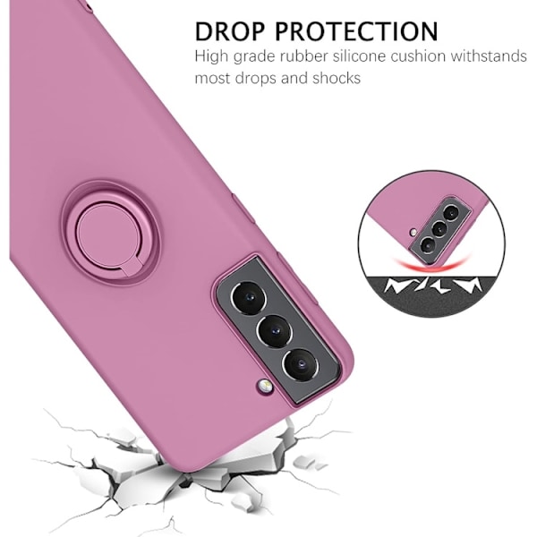 Samsung S21 FE - Silikonskal Magnetisk Ringhållare Lila DarkPurple Mörklila