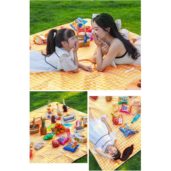 Gulternet bærbar foldbar picnictæppe Yellow 2m*2m