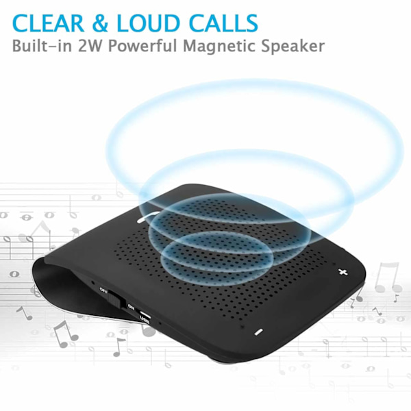 Kristallklart ljud Bluetooth-högtalartelefon för användning i bilen, brusreducering & multianslutningsmöjligheter, med röstvägledning & enkel installation, för säker och