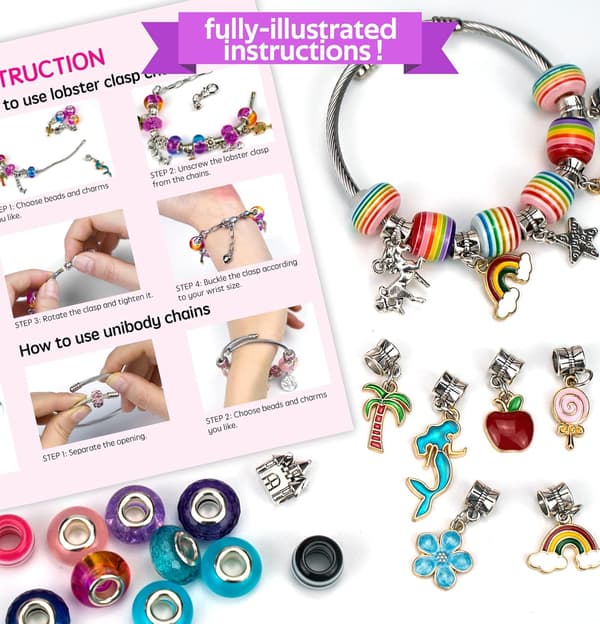 97 dele DIY armbåndssæt 8 ~ 12 år pige julegave c