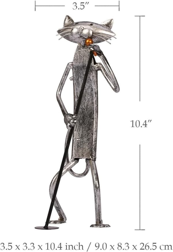 Kat metalskulptur med guitarfigur gaver til Thanksgiving,
