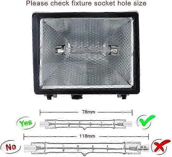 Sæt med 5 R7S Halogenpærer 78mm 80W 230V, R7S Halogenstav 78mm, R7S Halogenpære Dæmpbar Halogenstavlampe