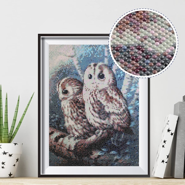 Måla efter siffror för vuxna, Diamond painting Uggla Diamantmålning