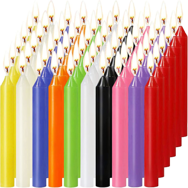 Spiritual Candle Set, Mini avsmalnande ljus för födelsedagsfirande, droppfria avsmalnande ljus, budgetvänligt pris, 50 st i livfulla blandade färger