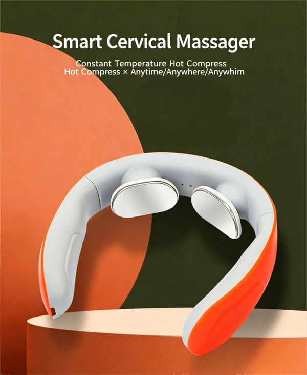 Smart temperaturkontrollerad isolerad kopp + nackmassager presentförpackning för fars dag (orange)