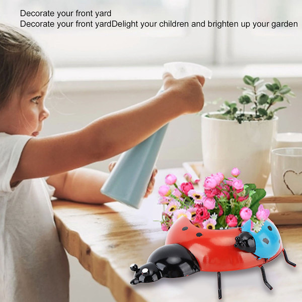 Multifunktionell Behållare Med Kreativ Födelsedagspresentpotential, Nyckelpigsformad Design För Skrivbordsdekoration, Röd Resinplanterare Med Hand