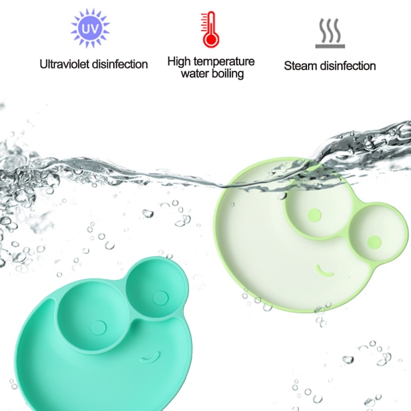 Bebis Tallrikar med Sugkoppar, Småbarnsmatningstallrikar, Självmatningssked Bestickset, Mikrovågsugn, Diskmaskin Ugnssäker