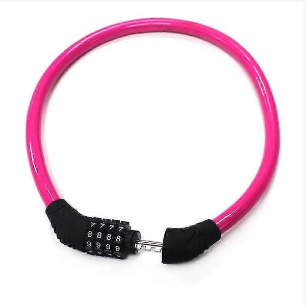 Säkerhetslås för cykel, 4-siffrigt återställningsbart kombinationskabellås för cykel, 60 cm x 1,2 cm, rosa