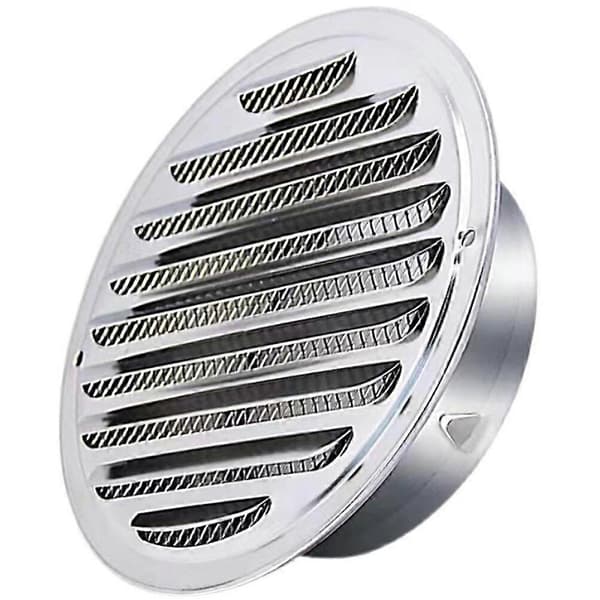 Luftventilskydd i rostfritt stål med lamellgaller, runt ventilationshuv