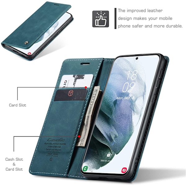 CaseMe 013 för Samsung Galaxy S21  Plånboksfodral|grön