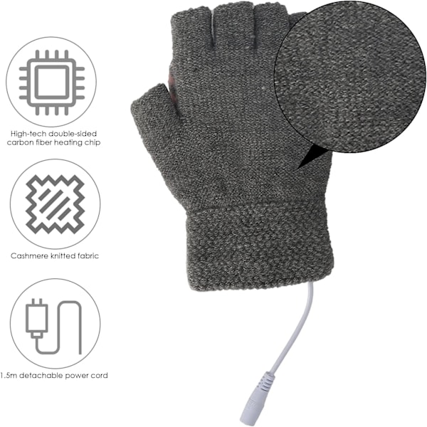 Justerbara Temperaturvärmare, Unisex USB-uppvärmda Handskar för Utomhusäventyr