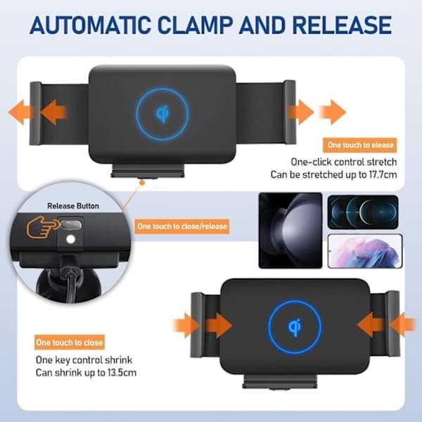 2025 Seneste Model 15W Qi Trådløs Biloplader Beslag Holder Kompatibel til Samsung Galaxy Z Fold7 Fold6 Fold5 Fold4 Fold3 Fold2 Fold 4.3in-