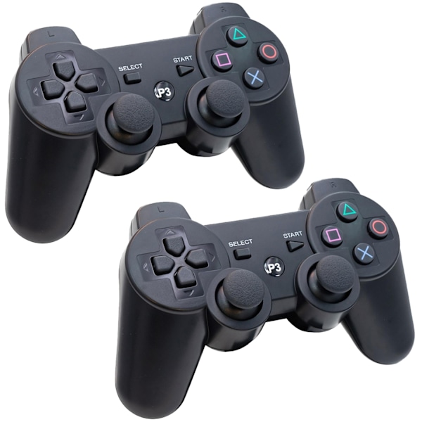 2-pakkaus - Langaton PS3-ohjain Doubleshockilla - Musta