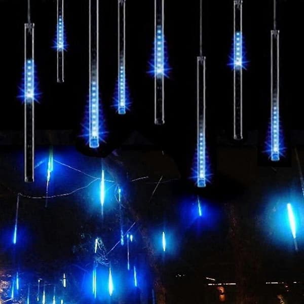LED Meteorregn Lys Rør Fargerike Lys Jule Thanksgiving Dekorasjon Utendørs (Blå)