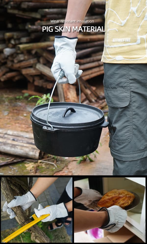 Utomhus picknick grillhandskar camping eld grill kohud anti