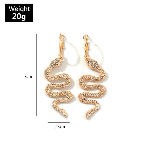Slangeøreringer Bøyleøreringer Sett Punk Rhinestone Slange Drop Dang