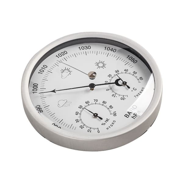 Analog väderstation 3 i 1 i rostfritt stål Ø14 cm - Barometer