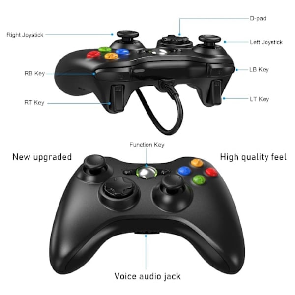 X-Box 360 Controller, Kablet USB Gamepad til X-Box 360 & Slim Konsol og PC
