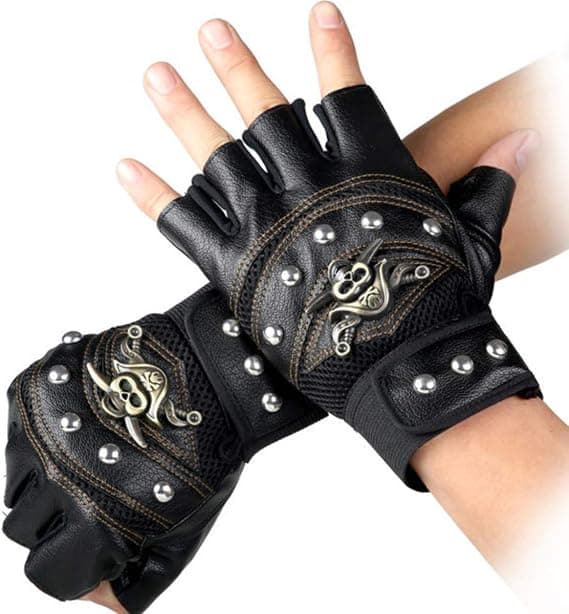 Sorte nittehandsker steampunk gotiske handsker punk tøj nitte mo