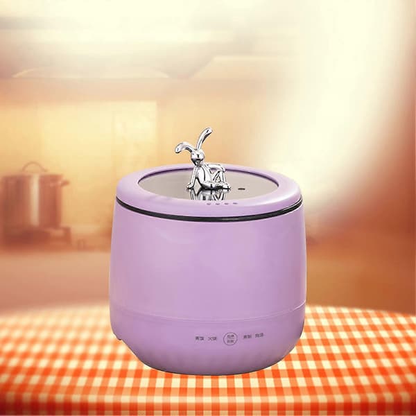 Mini Riskoker 1.8L Non-stick Elektrisk Koker for Suppe Grøt Gryteretter EU Plugg 220V Lilla