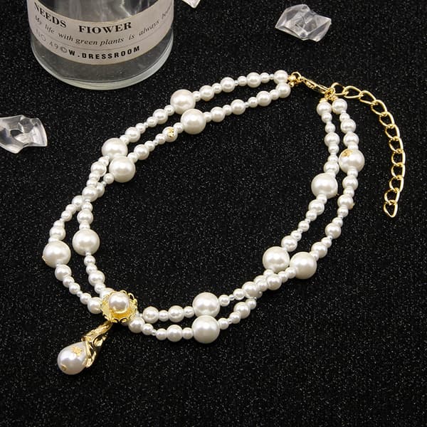 Retro barokk gullblad dråpeanheng choker