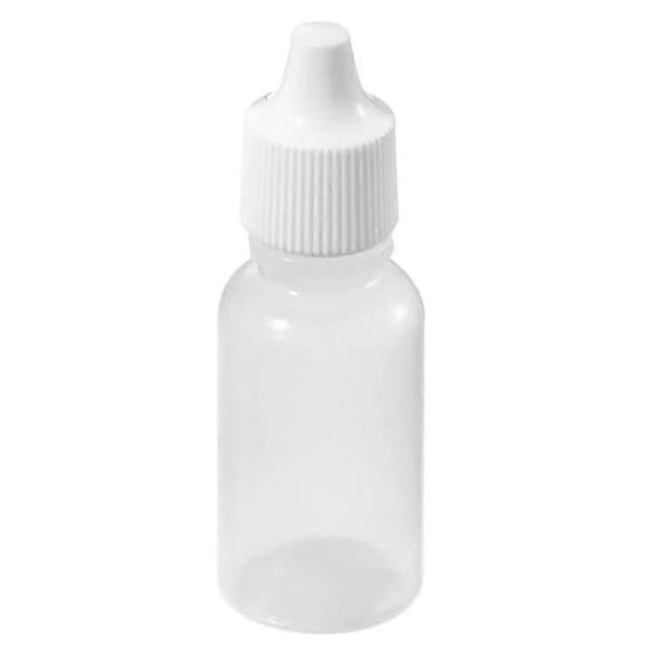 50 stk. tomme plastflasker med klembar dråpeteller (20 ml)