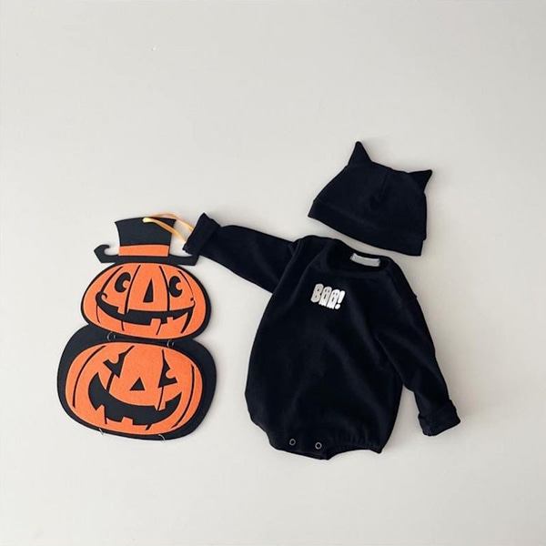 Halloween-kläder för nyfödda pojkar, Liten spökdräkt, Spädbarnsdräkt, Jumpsuit, Bodysuit med hatt