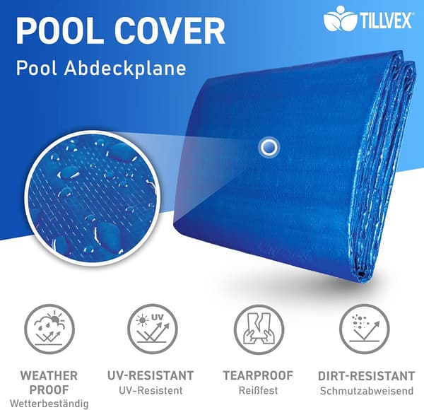 244 cm Rund Poolöverdrag - UV- och Rivbeständigt - Solpoolöverdrag