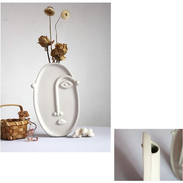 Keramisk vas Modern konst Kvinnor Abstraktion Head Flower Vas