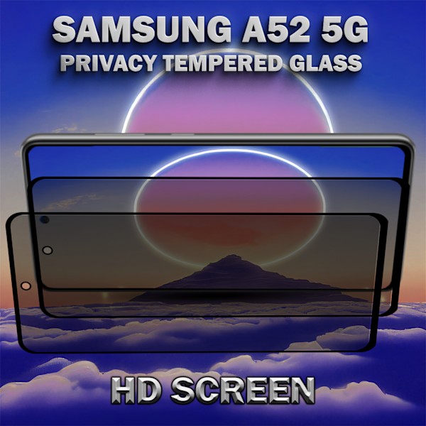 2-Pack Privacy Skärmskydd For Samsung A52 (5G) - Härdat Glas 9H - Super Kvalitet 3D