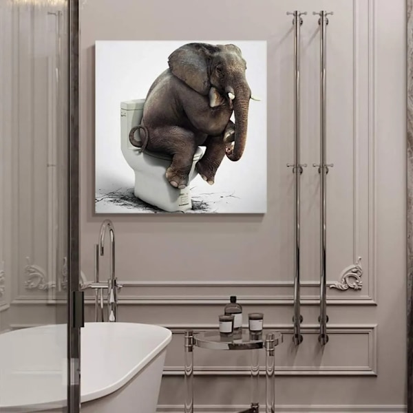 Rolig elefant som sitter på toaletten för heminredning