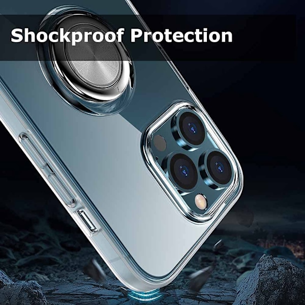 iPhone 14 Pro Max - Skal Transparent Silikon Ringhållare Solid® Transparent iPhone 14 Pro Max