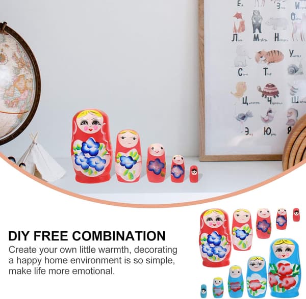 Traditionella ryska dockor, Bedårande Matryoshka staplingsset Utsökt hantverk Smidig staplingsprocess för hemdekoration, Perfekt