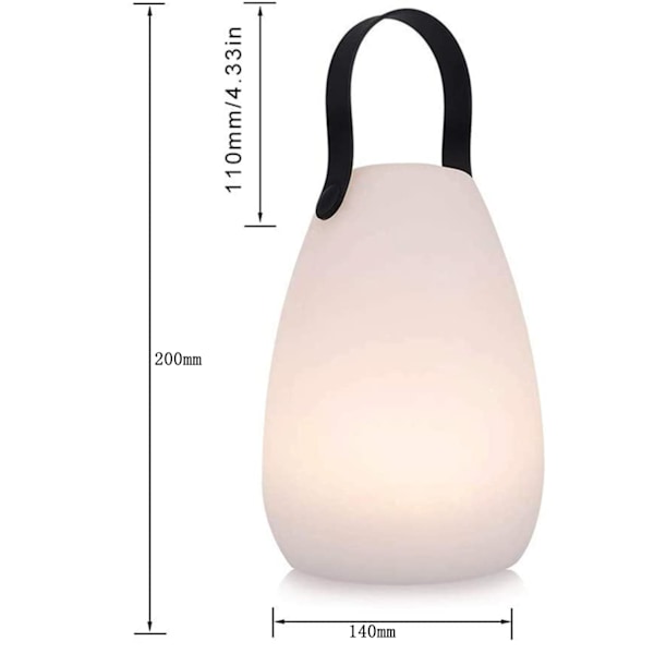 Färgskiftande LED-lykta, Elegant och enkel design, Uppladdningsbar, Portabel utomhusbelysning för uteplats, matbord, camping, Varmvitt och RGB