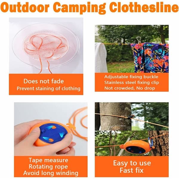 Udtrækkelig tørresnor til camping, bærbar, rejsetørresnor