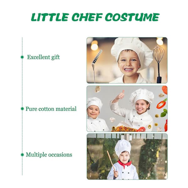 1 set unisex barn kock cosplay uniform outfit kortärmad blus med förkläde hatt