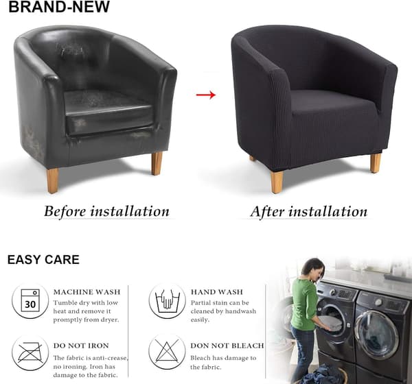 Fåtöljöverdrag, Jacquard Stretch Tub Stol Sofföverdrag (Bad C