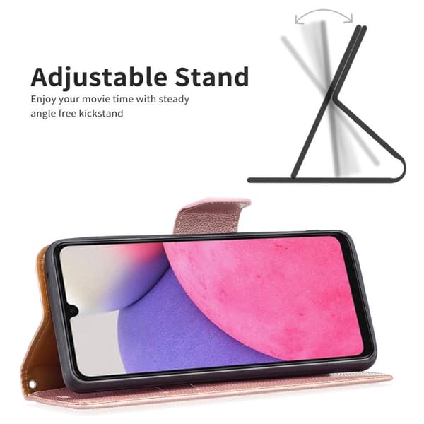 Samsung A33 5G, Premium Litsi, Lompakko, Ruusukulta